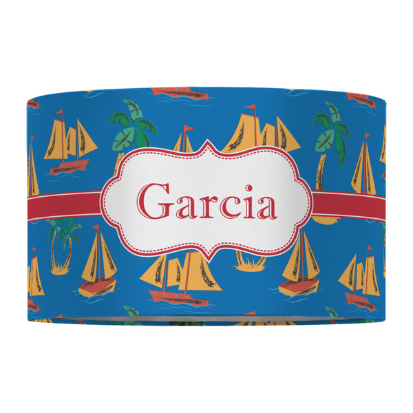 Boats & Palm Trees 12" Drum Lampshade - FRONT (Fabric)