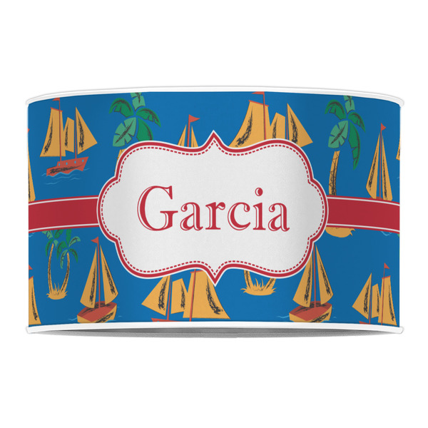 Boats & Palm Trees 12" Drum Lampshade - FRONT (Poly Film)