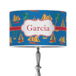 Boats & Palm Trees 12" Drum Lamp Shade - Poly-film (Personalized)