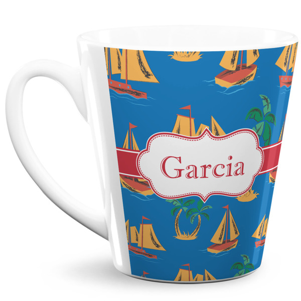 Custom Boats & Palm Trees 12 Oz Latte Mug (Personalized)