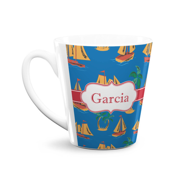Boats & Palm Trees 12 Oz Latte Mug - Front