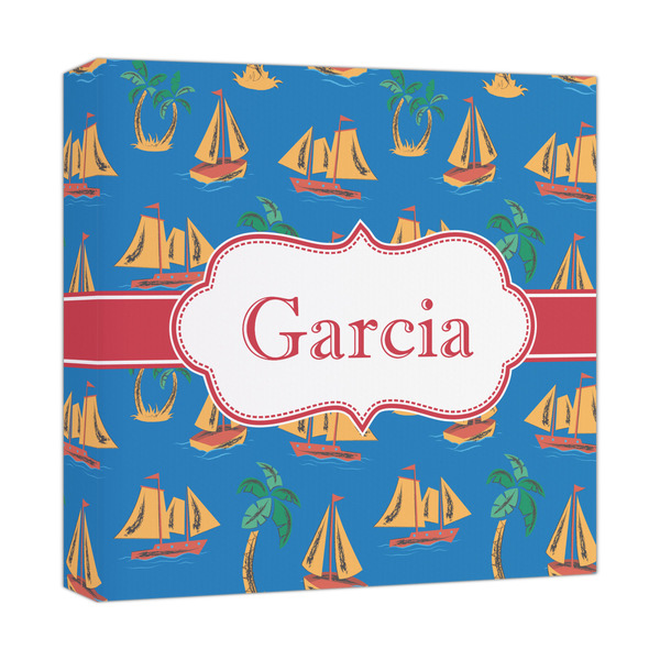 Custom Boats & Palm Trees Canvas Print - 12x12 (Personalized)