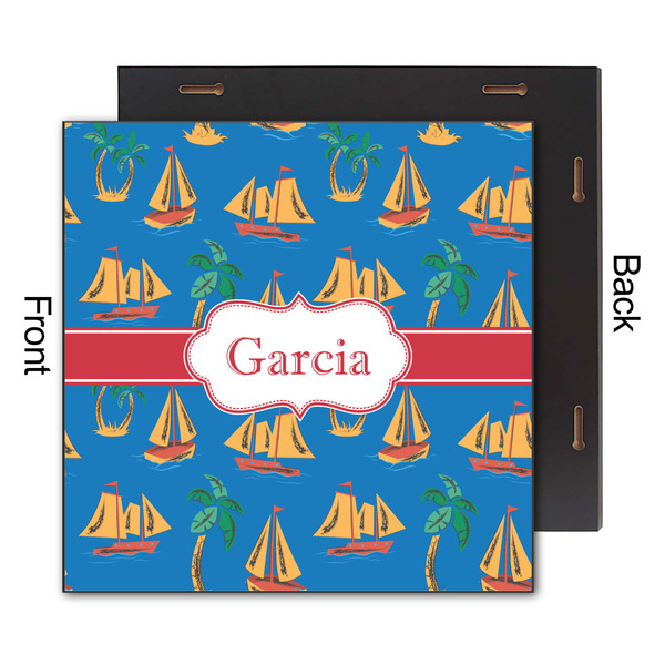 Boats & Palm Trees 12x12 Wood Print - Front & Back View