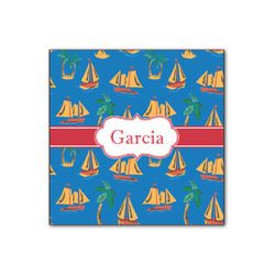 Boats & Palm Trees Wood Print - 12x12 (Personalized)