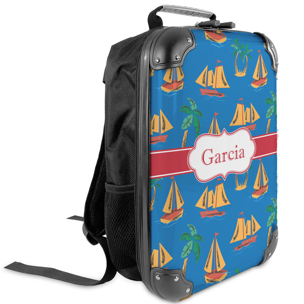 Custom Boats & Palm Trees Kids Hard Shell Backpack (Personalized)