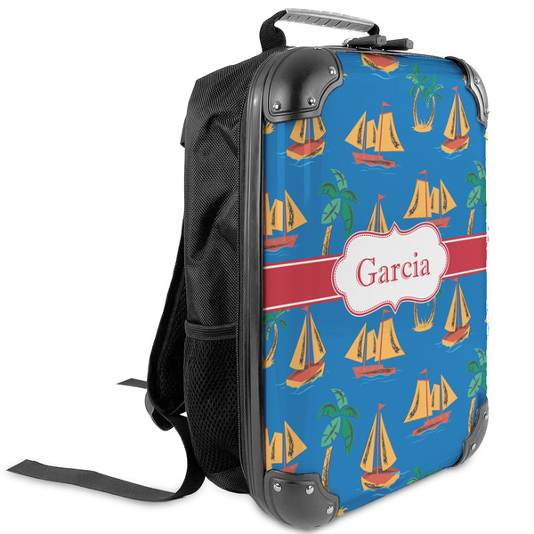 Custom Boats & Palm Trees Kids Hard Shell Backpack (Personalized)