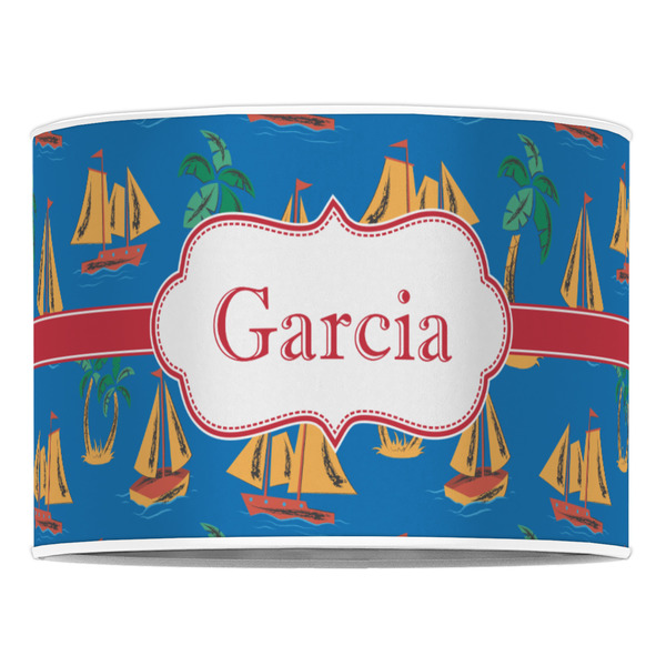 Boats & Palm Trees 16" Drum Lampshade - FRONT (Poly Film)