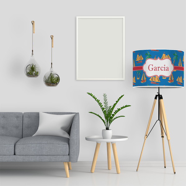 Boats & Palm Trees 16" Drum Lampshade - LIFESTYLE