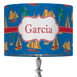Boats & Palm Trees 16" Drum Lamp Shade - Fabric (Personalized)