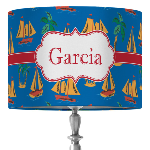 Custom Boats & Palm Trees 16" Drum Lamp Shade - Fabric (Personalized)
