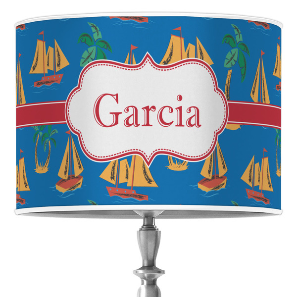 Custom Boats & Palm Trees 16" Drum Lamp Shade - Poly-film (Personalized)