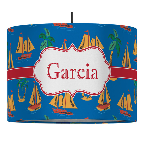 Custom Boats & Palm Trees Drum Pendant Lamp (Personalized)