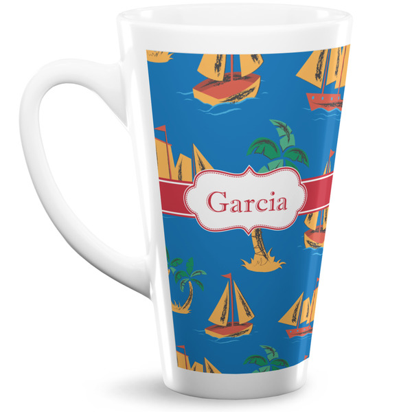 Custom Boats & Palm Trees Latte Mug (Personalized)