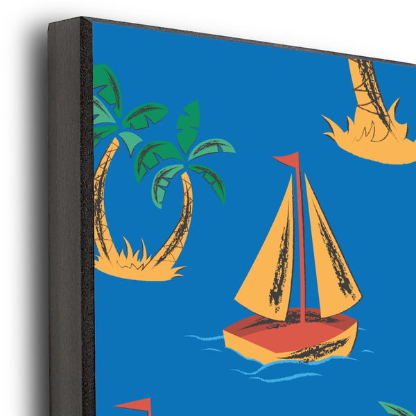 Boats & Palm Trees 16x20 Wood Print - Closeup