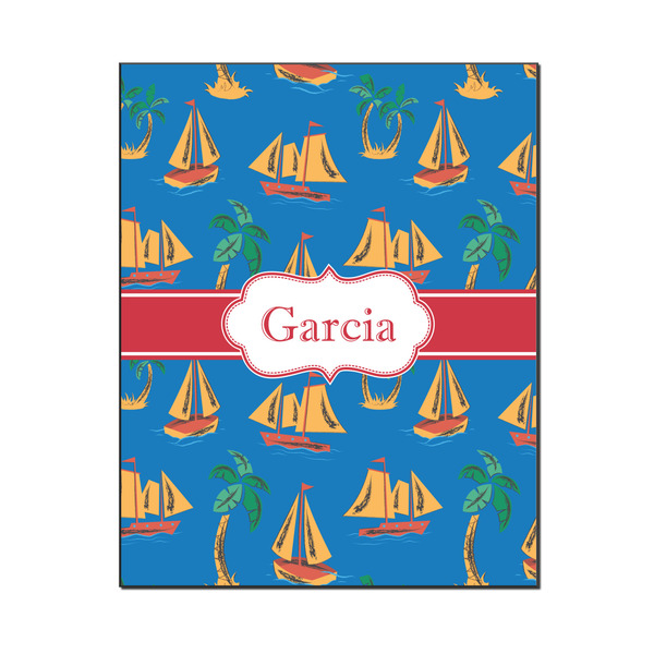 Custom Boats & Palm Trees Wood Print - 16x20 (Personalized)