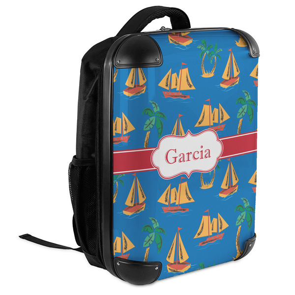 Boats & Palm Trees 18" Hard Shell Backpacks - ANGLED VIEW