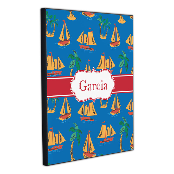 Boats & Palm Trees 20x24 Wood Print - Angle View