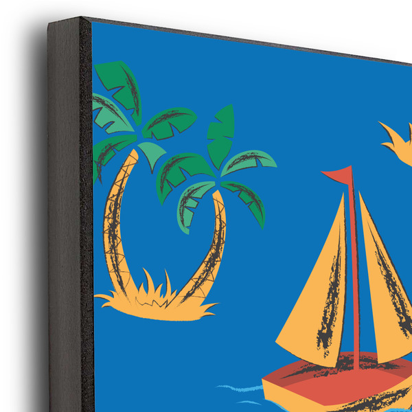 Boats & Palm Trees 20x24 Wood Print - Closeup