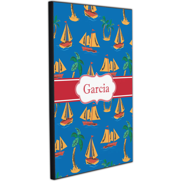 Boats & Palm Trees 20x30 Wood Print - Angle View