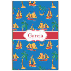 Boats & Palm Trees Wood Print - 20x30 (Personalized)