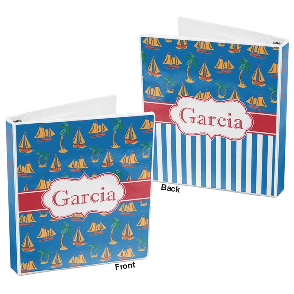 Boats & Palm Trees 3-Ring Binder Front and Back