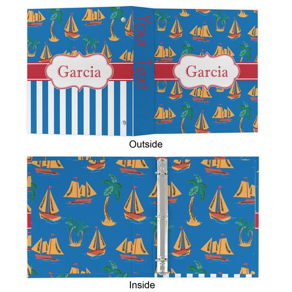 Boats & Palm Trees 3 Ring Binders - Full Wrap - 1" - APPROVAL