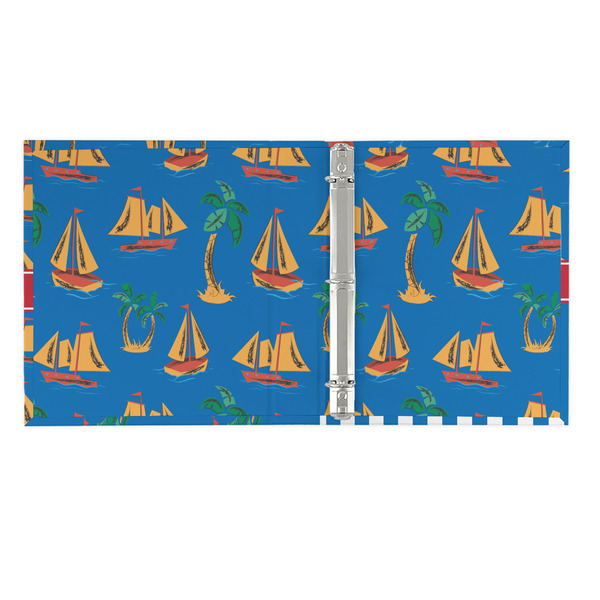 Boats & Palm Trees 3 Ring Binders - Full Wrap - 1" - OPEN INSIDE