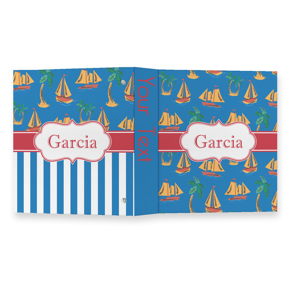 Boats & Palm Trees 3 Ring Binders - Full Wrap - 1" - OPEN OUTSIDE