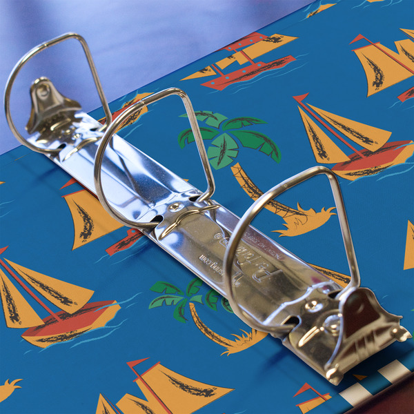 Boats & Palm Trees 3 Ring Binders - Full Wrap - 2" - DETAIL