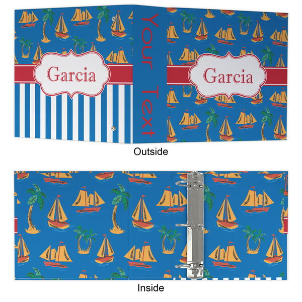 Boats & Palm Trees 3 Ring Binders - Full Wrap - 3" - APPROVAL