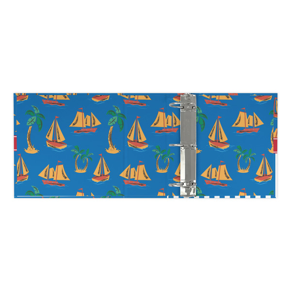 Boats & Palm Trees 3 Ring Binders - Full Wrap - 3" - OPEN INSIDE