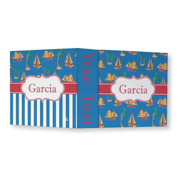 Boats & Palm Trees 3 Ring Binders - Full Wrap - 3" - OPEN OUTSIDE