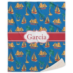 Boats & Palm Trees Sherpa Throw Blanket - 60"x80" (Personalized)