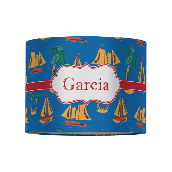 Boats & Palm Trees 8" Drum Lampshade - FRONT (Fabric)