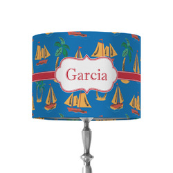 Boats & Palm Trees 8" Drum Lamp Shade - Fabric (Personalized)