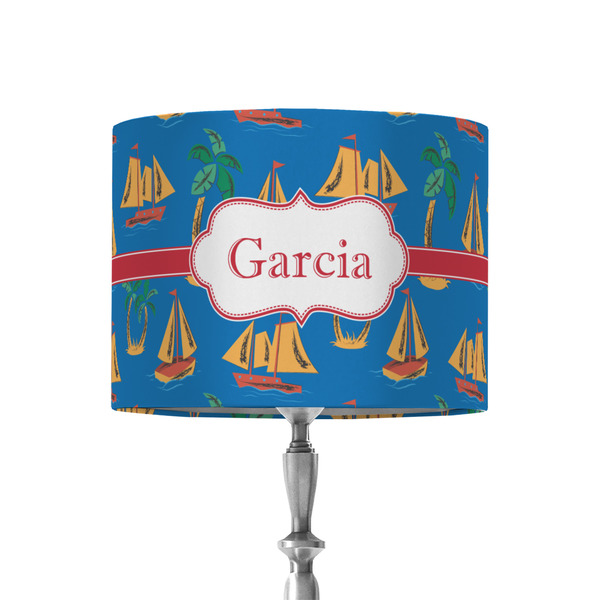 Custom Boats & Palm Trees 8" Drum Lamp Shade - Fabric (Personalized)