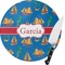 Boats & Palm Trees 8 Inch Small Glass Cutting Board