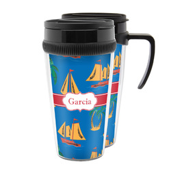 Boats & Palm Trees Acrylic Travel Mug (Personalized)