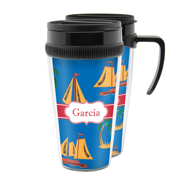 Custom Boats & Palm Trees Acrylic Travel Mug (Personalized)