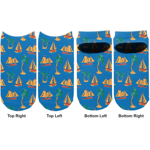 Boats & Palm Trees Adult Ankle Socks - Double Pair - Front and Back - Apvl