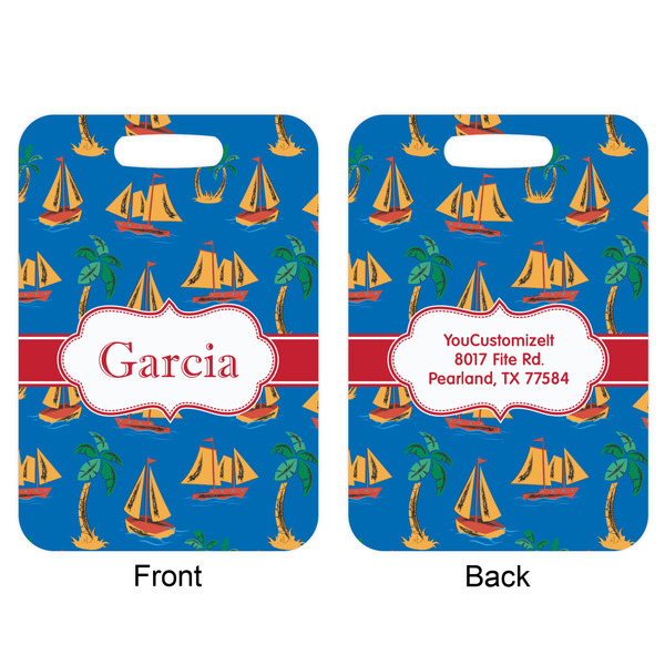 Boats & Palm Trees Aluminum Luggage Tag (Front + Back)