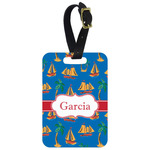 Boats & Palm Trees Metal Luggage Tag w/ Name or Text