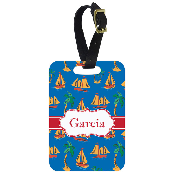 Custom Boats & Palm Trees Metal Luggage Tag w/ Name or Text