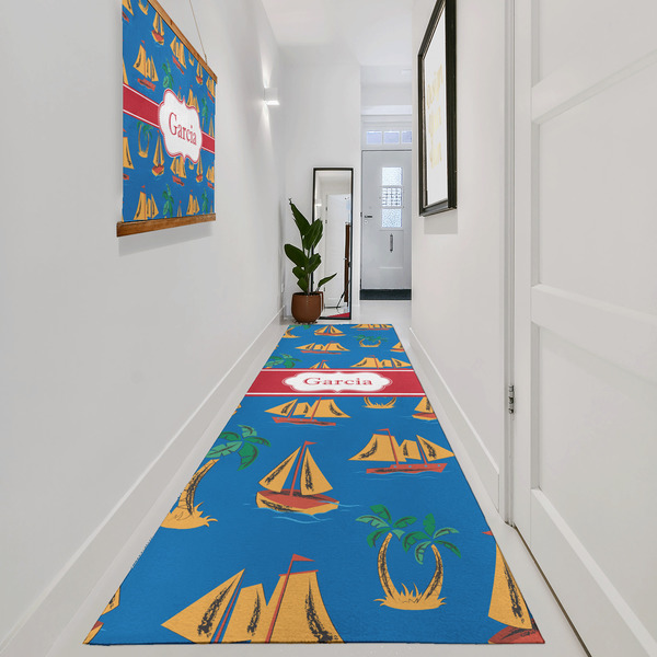 Boats & Palm Trees Area Rug Sizes - In Context (vertical)