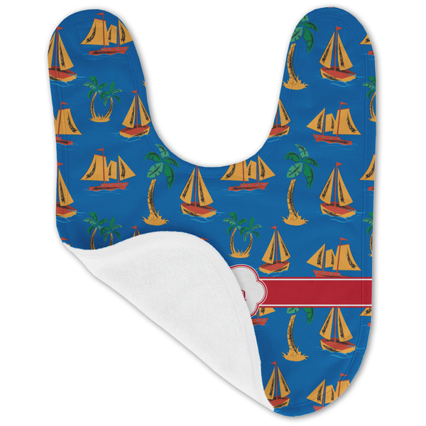 Boats & Palm Trees Baby Bib - AFT folded