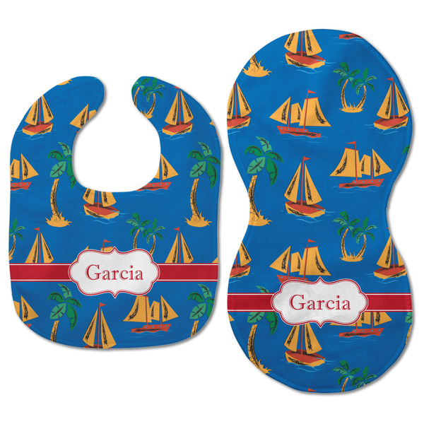 Boats & Palm Trees Baby Bib & Burp Set - Approval (new bib & burp)