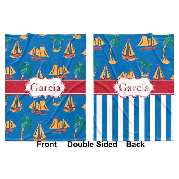 Boats & Palm Trees Baby Blanket (Double Sided - Printed Front and Back)