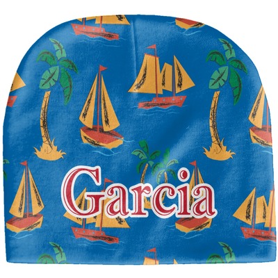 Boats & Palm Trees Baby Hat (Beanie) (Personalized)