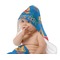 Boats & Palm Trees Baby Hooded Towel on Child