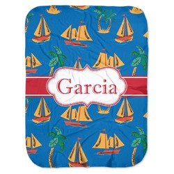 Boats & Palm Trees Baby Swaddling Blanket (Personalized)